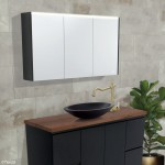 Fie LED Mirror Cabinet with Matte Black Side Panels 1200